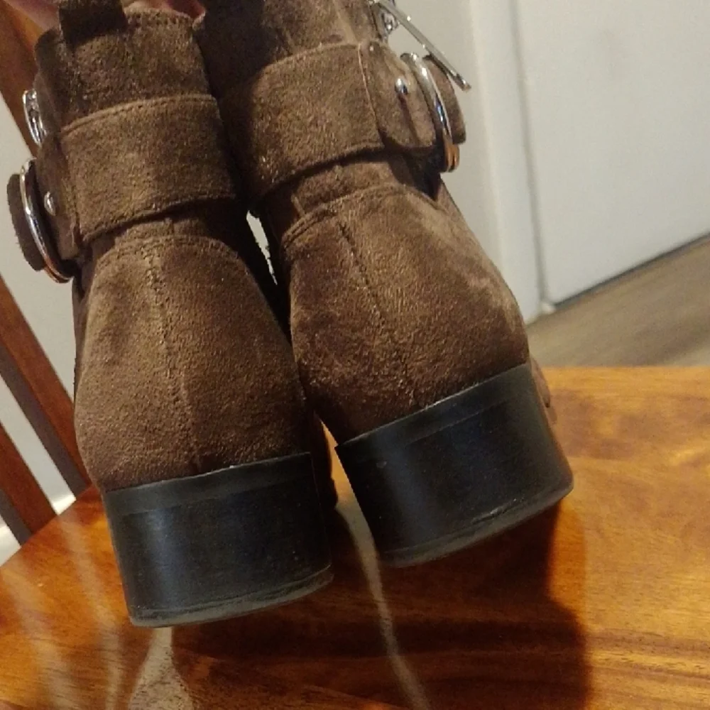 Nine West Brown Ankle Booties with Decorative Straps